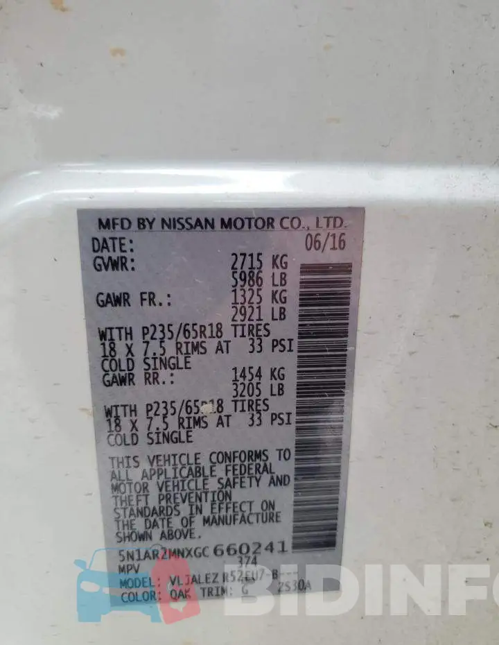 5N1AR2MNXGC660241 Photo# 13