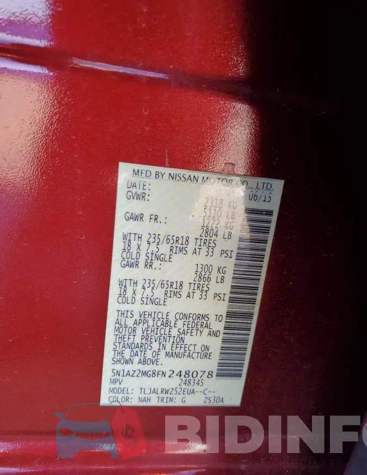 5N1AZ2MG8FN248078 Photo# 12