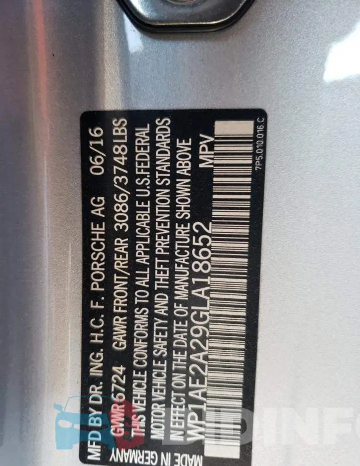 WP1AE2A29GLA18652 Photo# 13