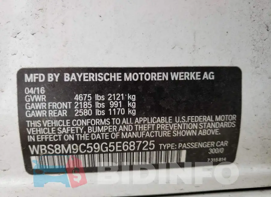 WBS8M9C59G5E68725 Photo# 12