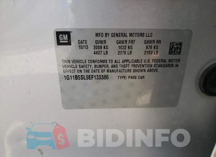1G11B5SL9EF133386 Photo# 10