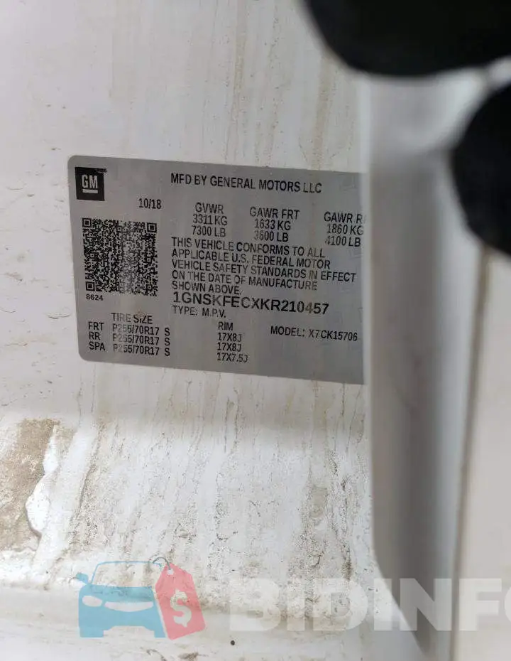 1GNSKFECXKR210457 Photo# 12