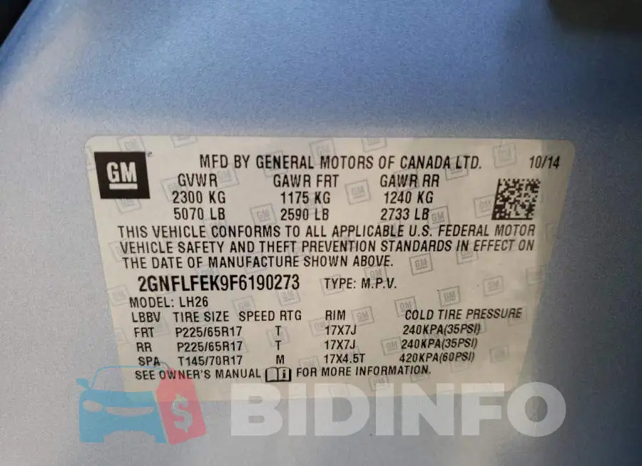 2GNFLFEK9F6190273 Photo# 13