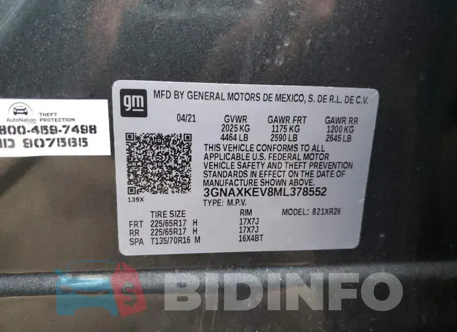 3GNAXKEV8ML378552 Photo# 13
