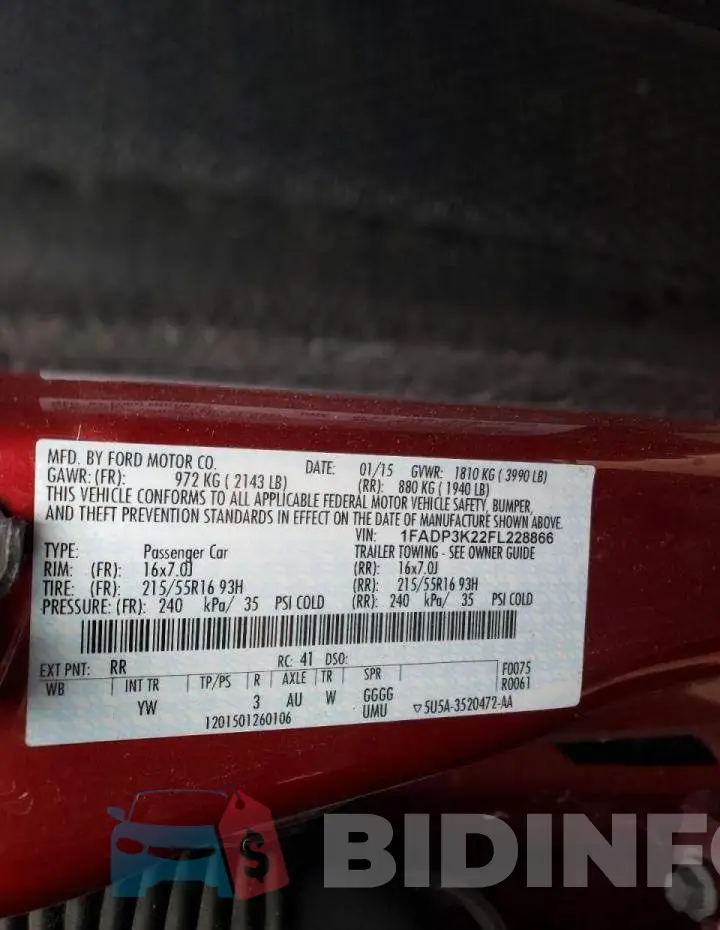 1FADP3K22FL228866 Photo# 12