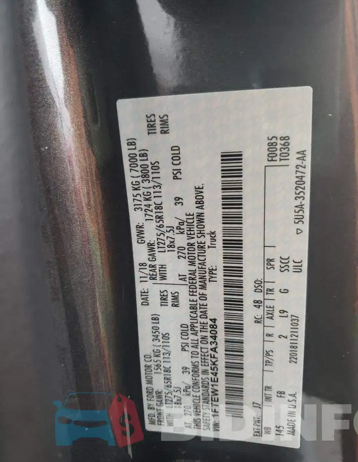 1FTEW1E45KFA34084 Photo# 12