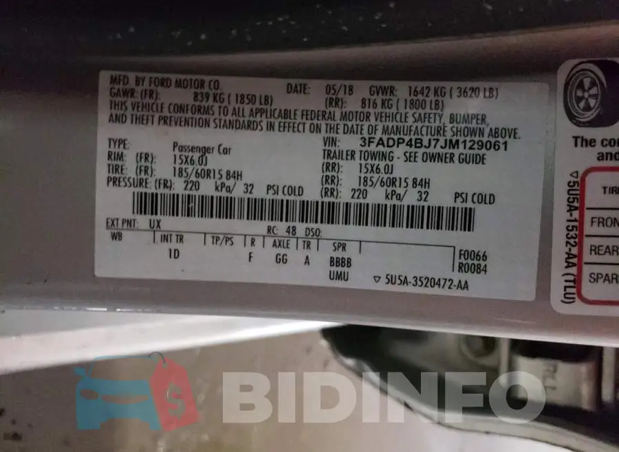 3FADP4BJ7JM129061 Photo# 10