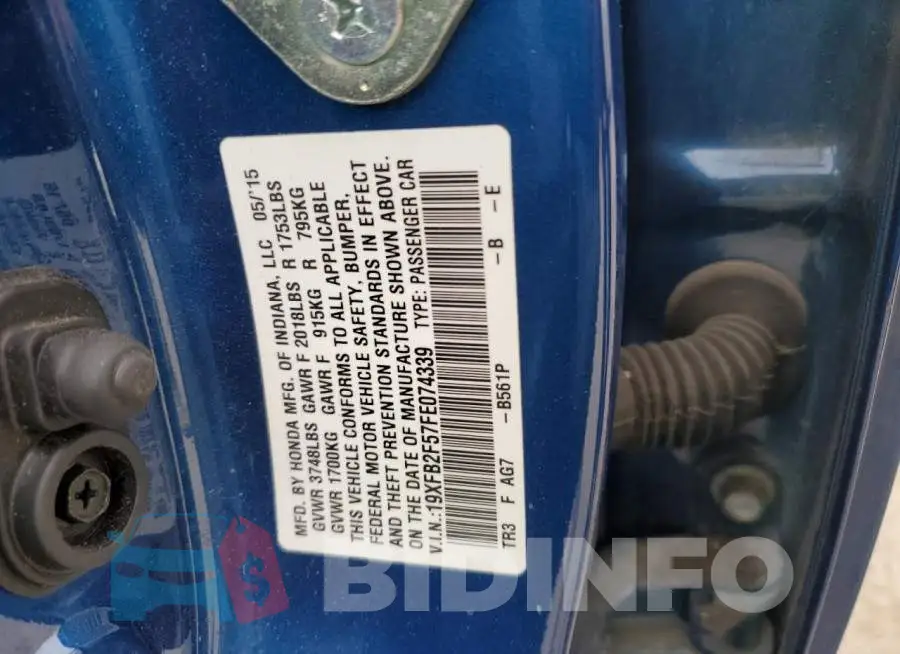 19XFB2F57FE074339 Photo# 12