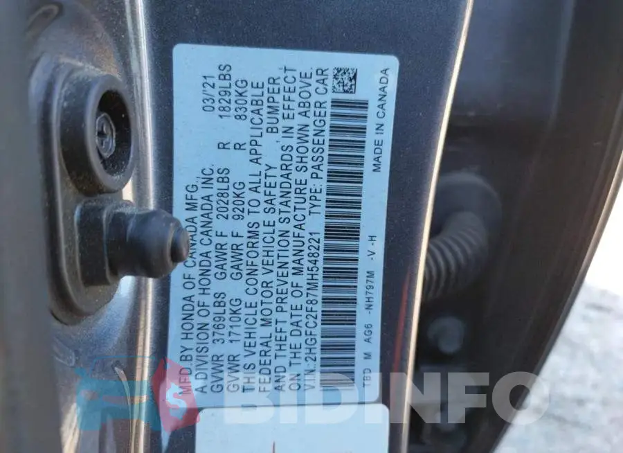 2HGFC2F87MH548221 Photo# 13