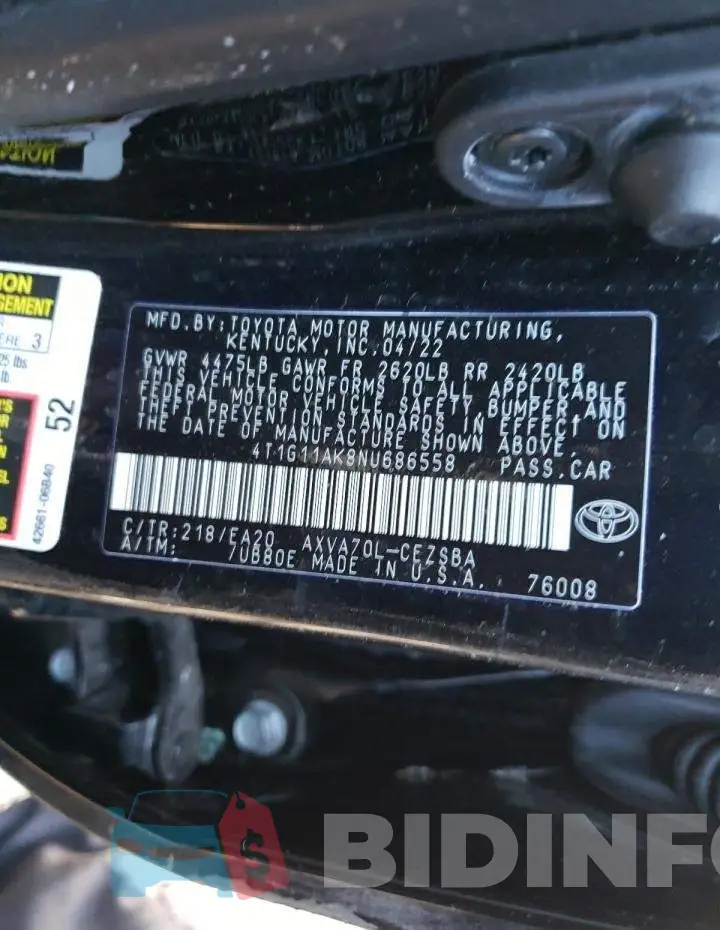 4T1G11AK8NU686558 Photo# 12