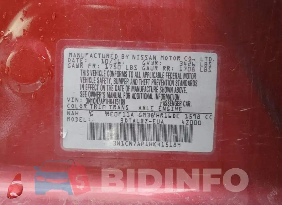 3N1CN7AP1HK415189 Photo# 13