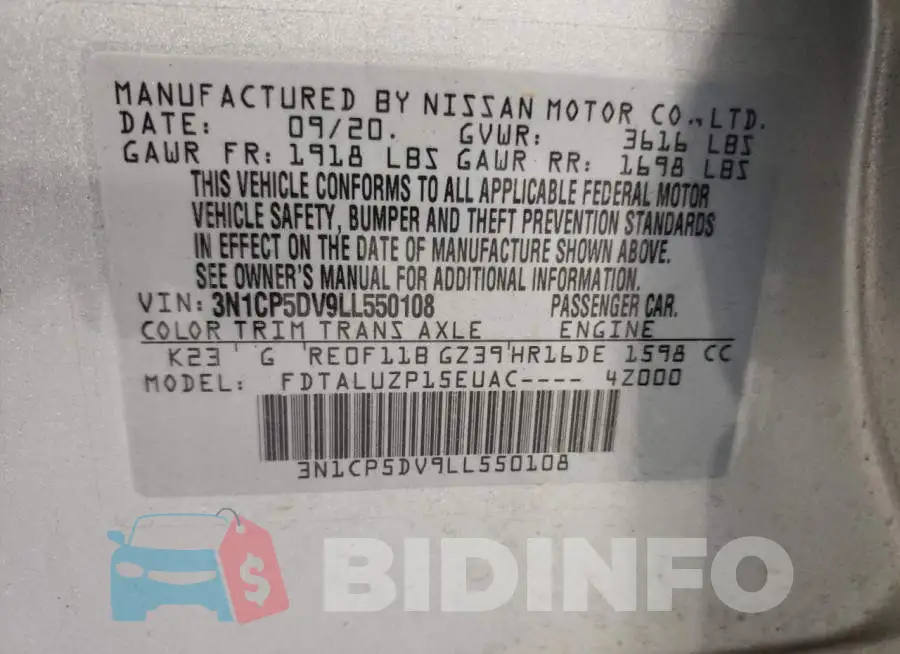 3N1CP5DV9LL550108 Photo# 10