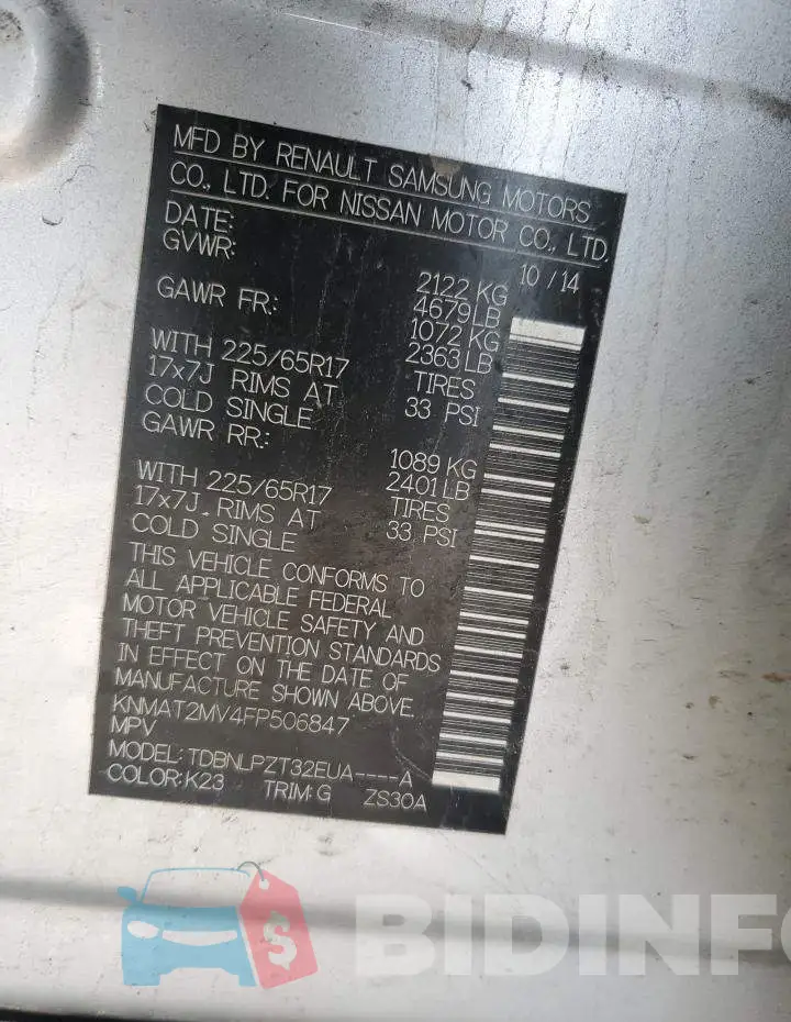 KNMAT2MV4FP506847 Photo# 13