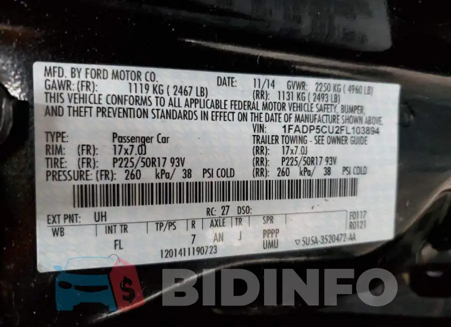 1FADP5CU2FL103894 Photo# 12
