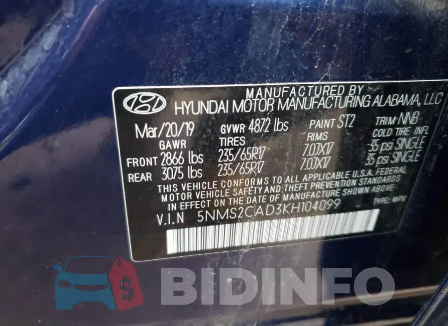5NMS2CAD3KH104099 Photo# 14