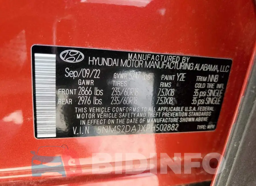 5NMS2DAJXPH502882 Photo# 13