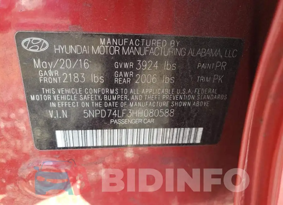 5NPD74LF3HH080588 Photo# 12