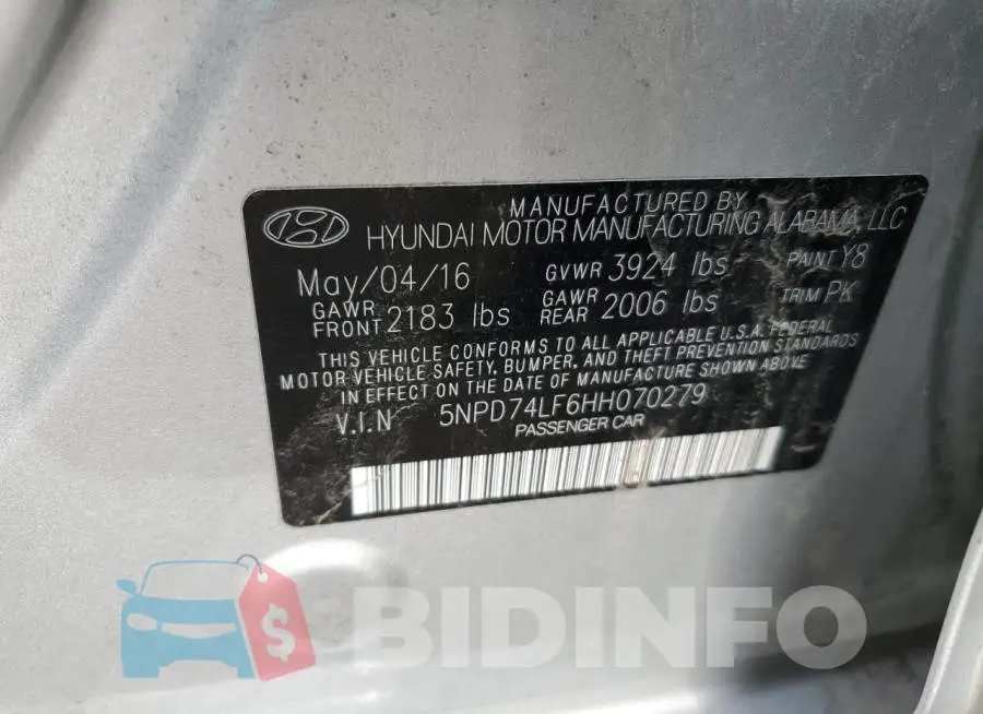5NPD74LF6HH070279 Photo# 12