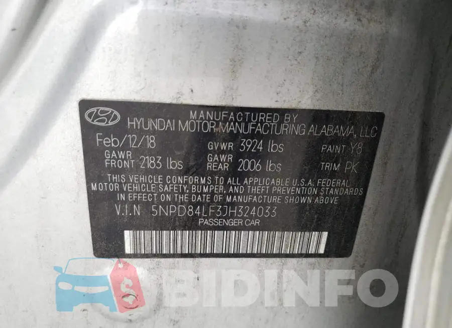 5NPD84LF3JH324033 Photo# 12