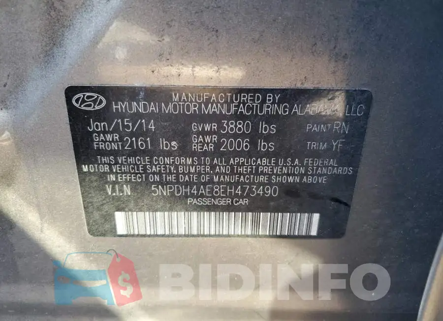 5NPDH4AE8EH473490 Photo# 13