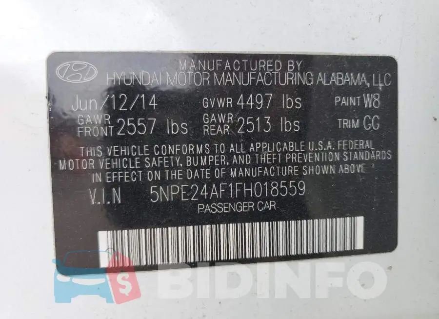 5NPE24AF1FH018559 Photo# 12