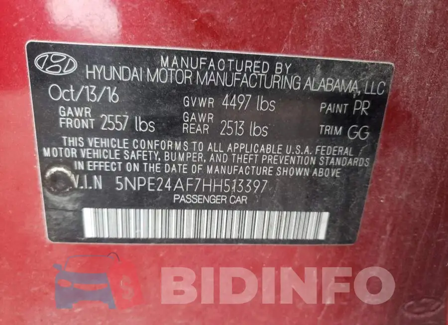5NPE24AF7HH513397 Photo# 12