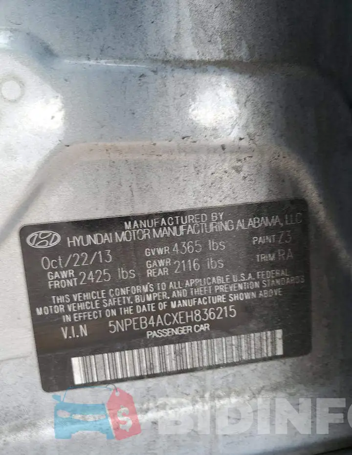 5NPEB4ACXEH836215 Photo# 12