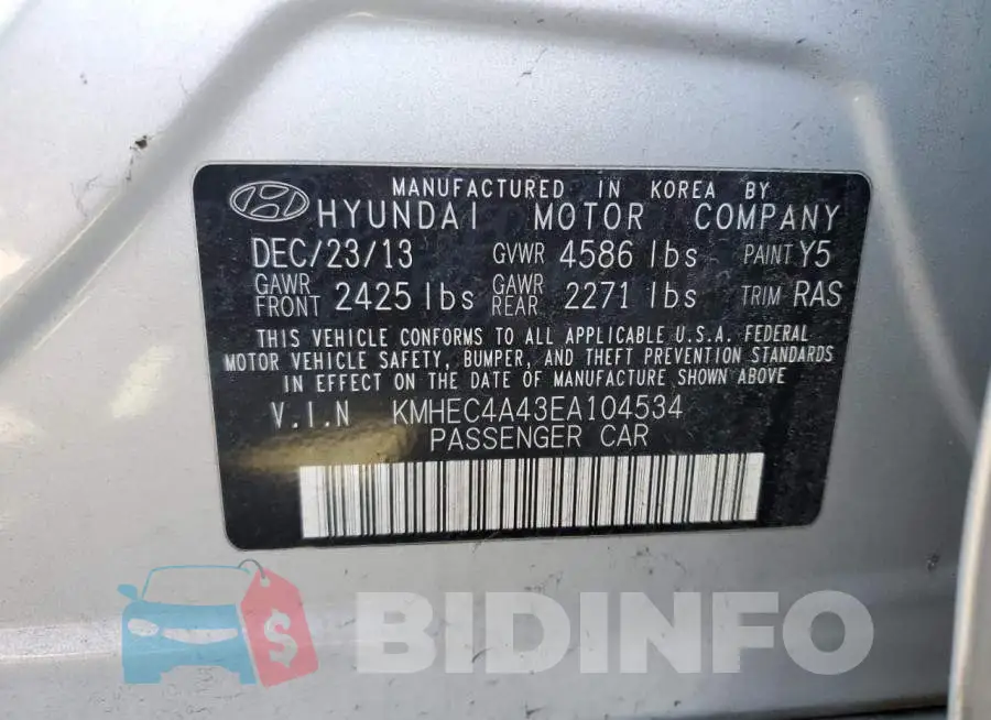 KMHEC4A43EA104534 Photo# 12