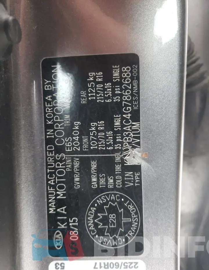 KNDPB3AC4G7862688 Photo# 13