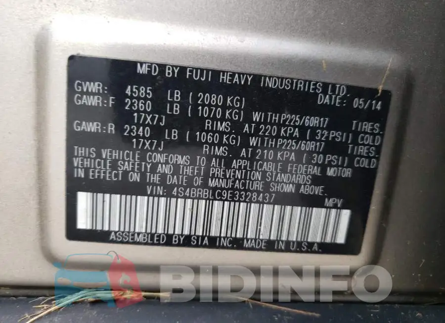 4S4BRBLC9E3328437 Photo# 13
