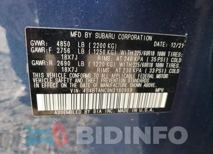 4S4BTANC9N3180959 Photo# 13