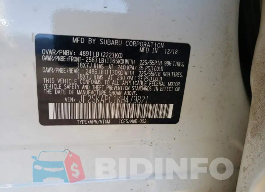 JF2SKAPC1KH479821 Photo# 12
