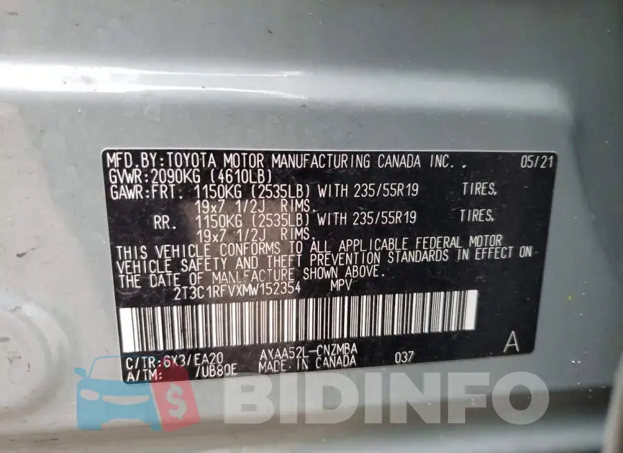 2T3C1RFVXMW152354 Photo# 13