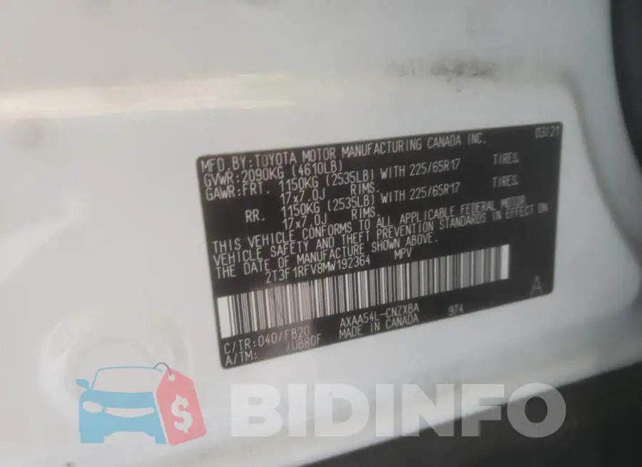 2T3F1RFV8MW192364 Photo# 13