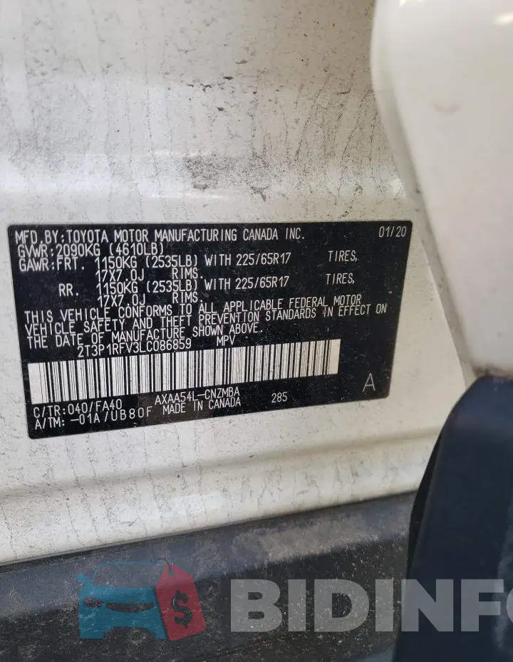 2T3P1RFV3LC086859 Photo# 12