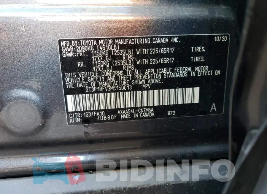 2T3P1RFV3MC150013 Photo# 12