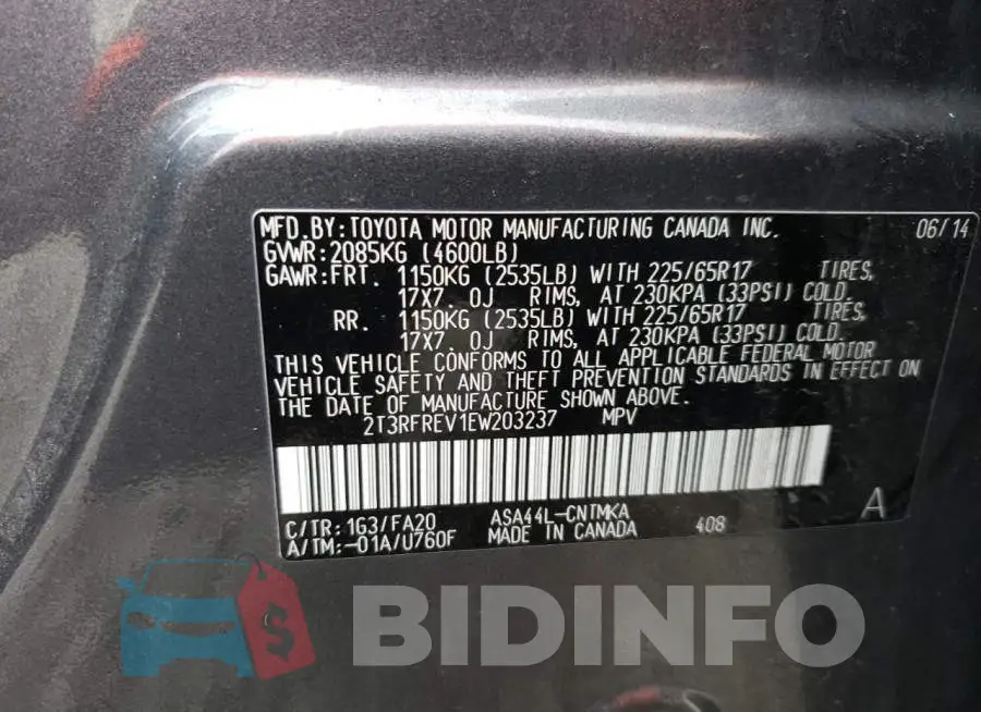 2T3RFREV1EW203237 Photo# 13