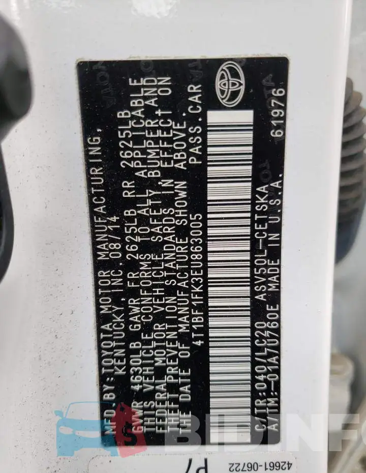 4T1BF1FK3EU863005 Photo# 13