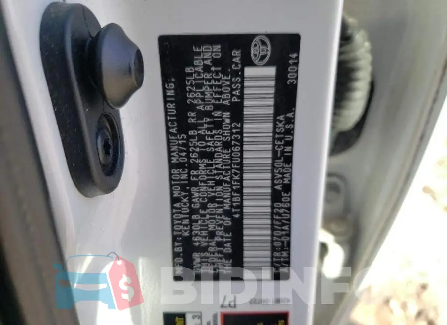 4T1BF1FK7FU067312 Photo# 12