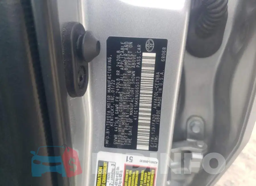 4T1C11AK6NU665013 Photo# 12
