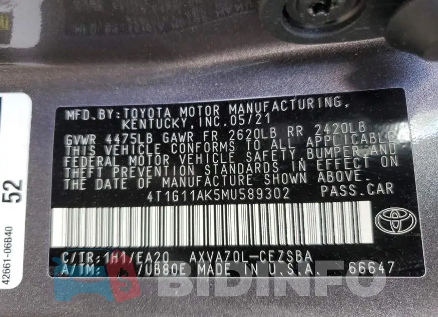 4T1G11AK5MU589302 Photo# 10