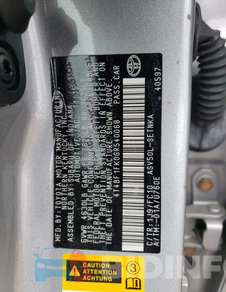 4T4BF1FK0GR540068 Photo# 12
