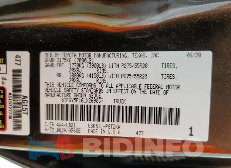 5TFGY5F16LX269037 Photo# 12