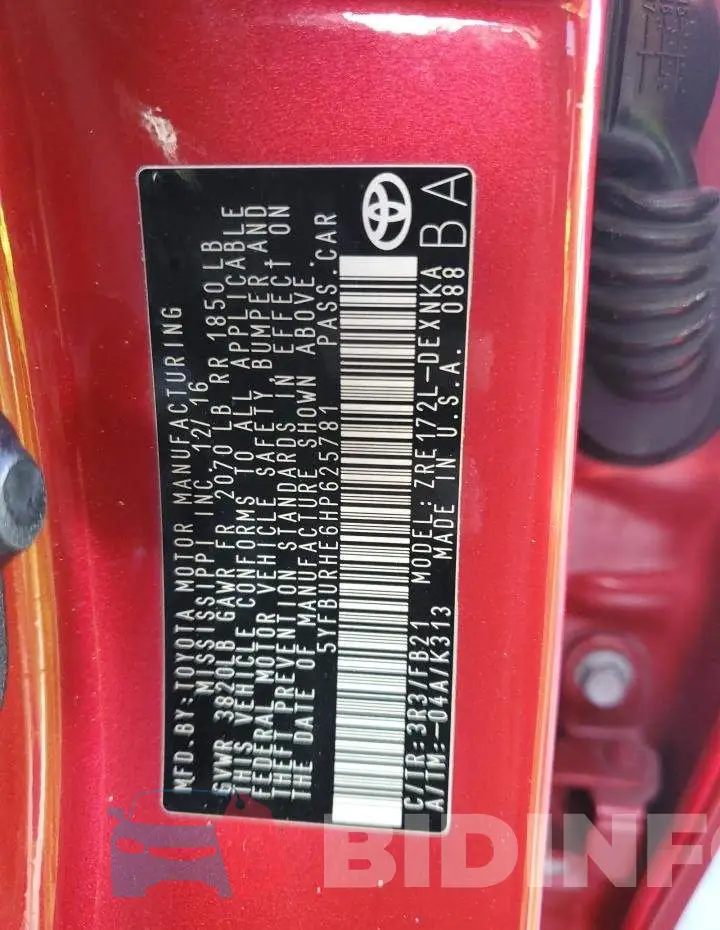 5YFBURHE6HP625781 Photo# 13