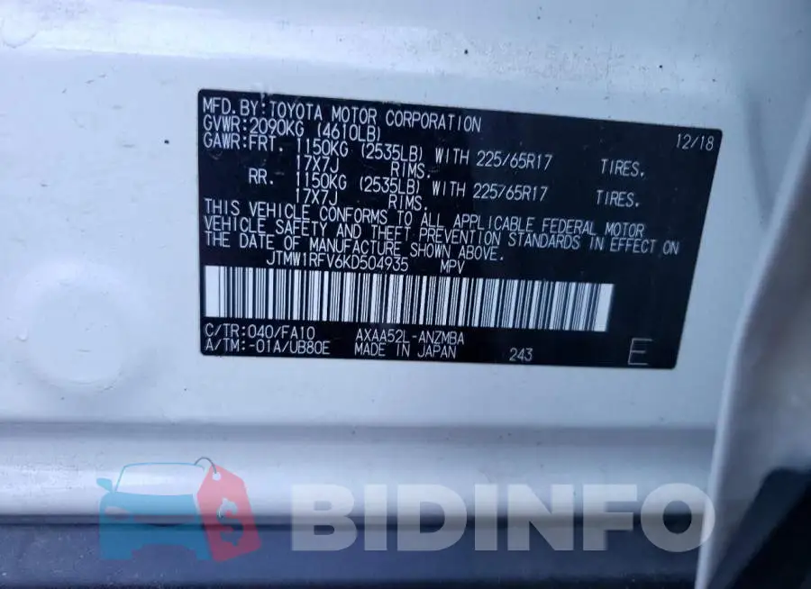 JTMW1RFV6KD504935 Photo# 13