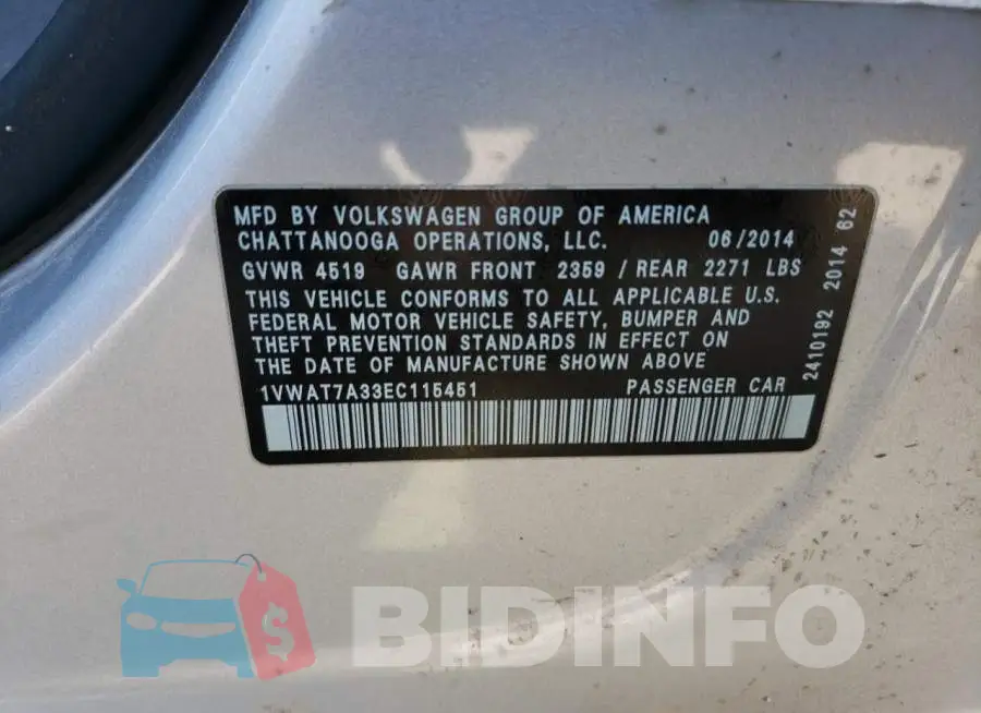 1VWAT7A33EC115451 Photo# 12