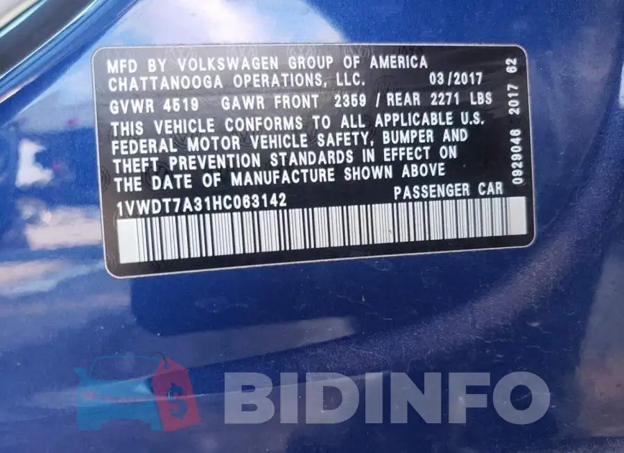 1VWDT7A31HC063142 Photo# 12