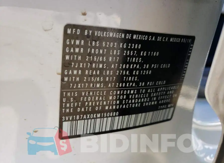 3VV1B7AX0KM150680 Photo# 12