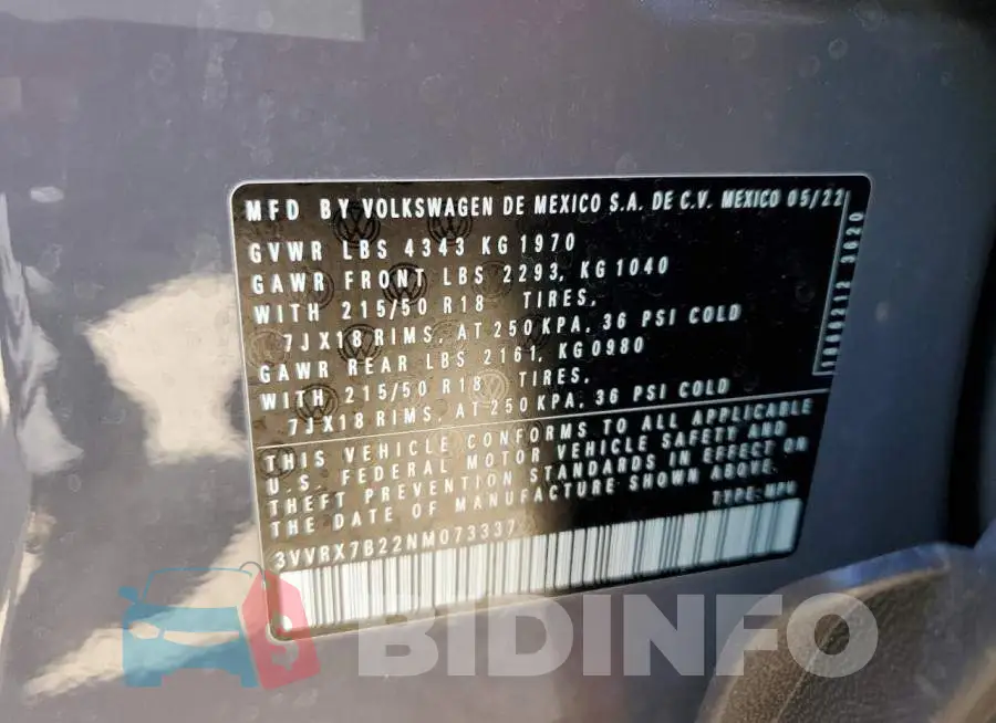 3VVRX7B22NM073337 Photo# 13