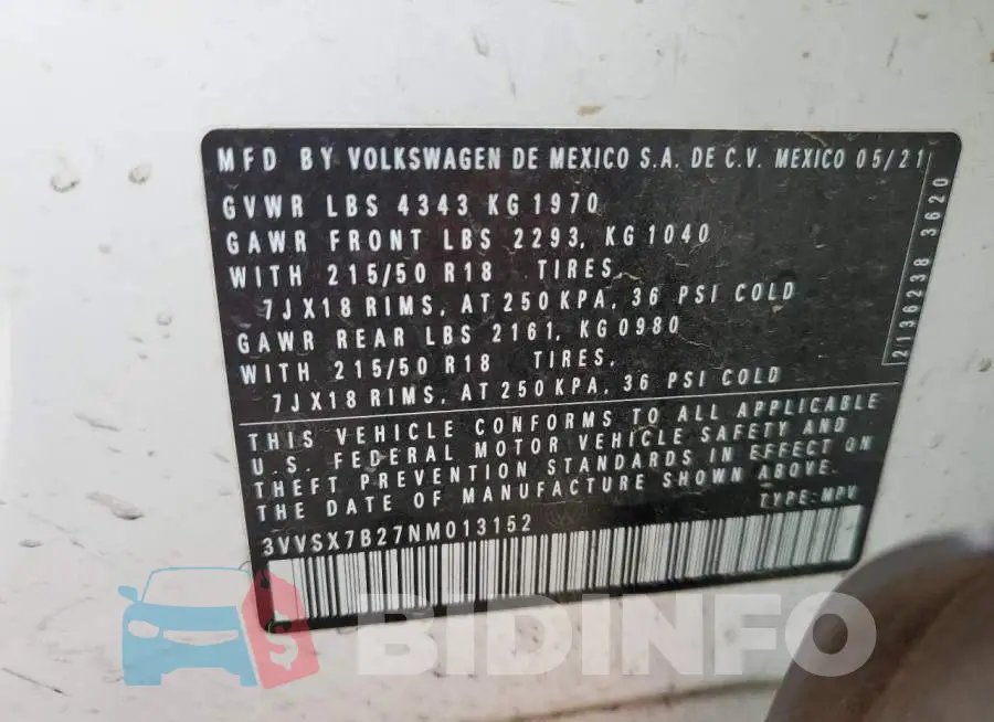 3VVSX7B27NM013152 Photo# 13